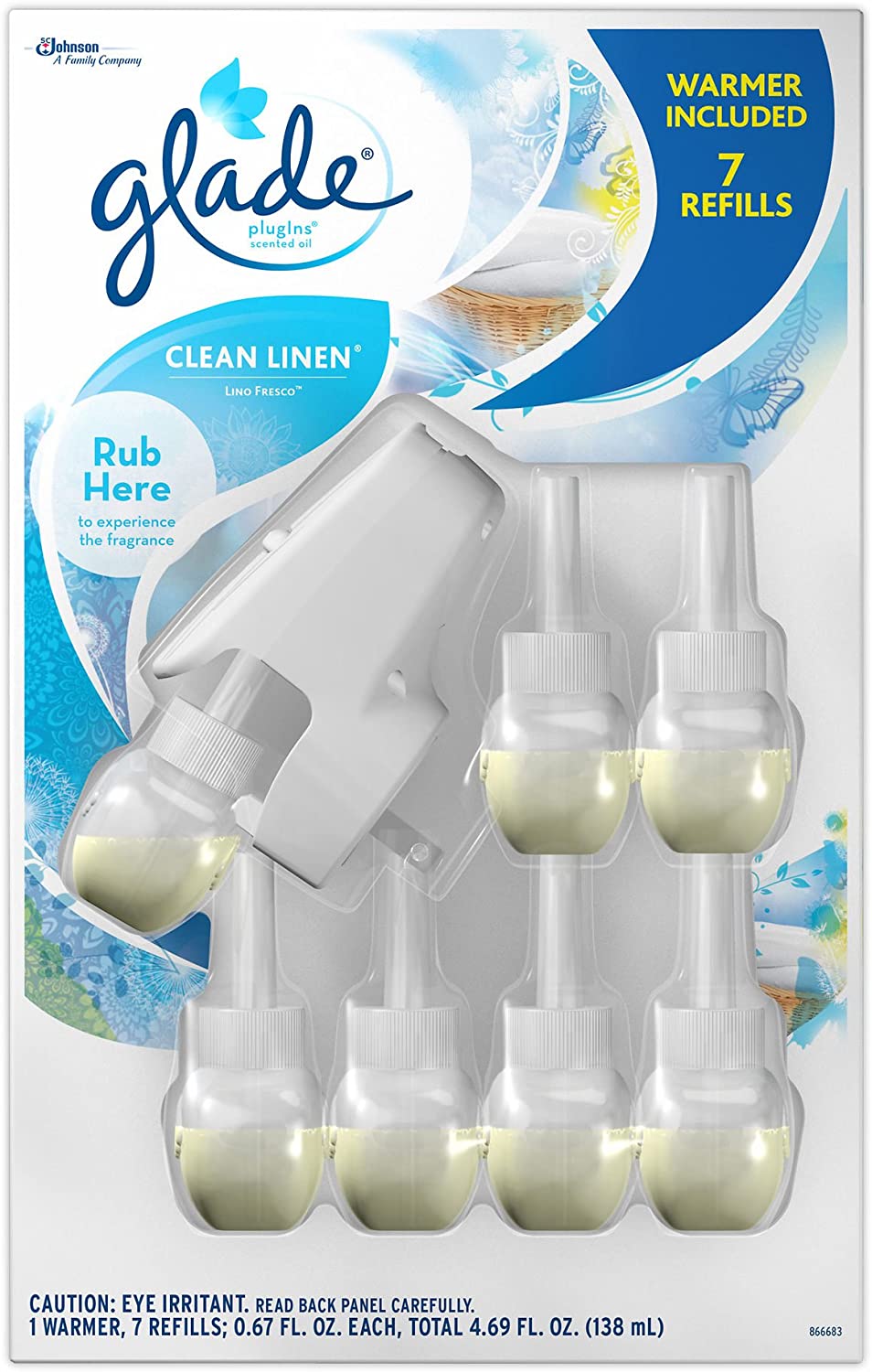 Recambios de aceite perfumado, lino limpio (7 paquetes y calentador) NDP 65