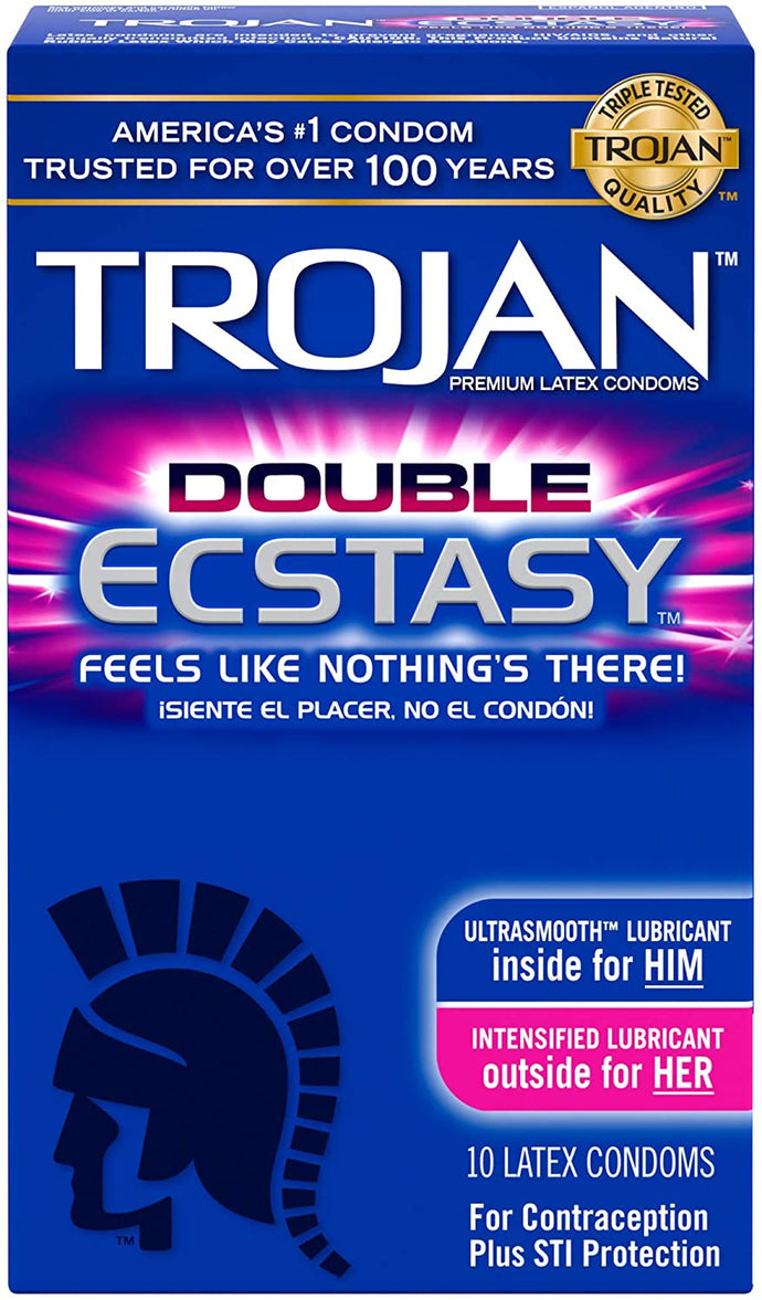 Trojan Double Ecstasy Condones lubricados - 10 unidades NDP-35