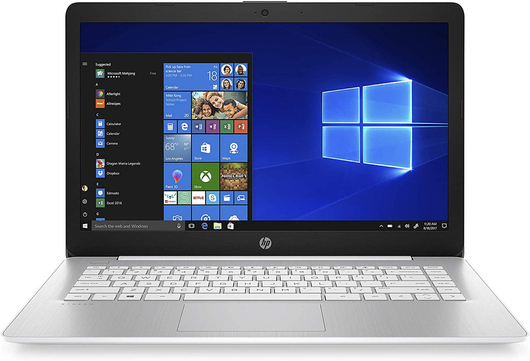 HP Stream Portátil de 14 pulgadas, AMD Dual-Core A4-9120E, 4GB RAM, 64 GB eMMC de almacenamiento, Windows 10 S (14-ds0090nr), Blanco NDP-19