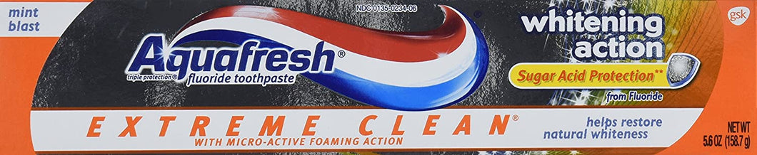Aquafresh Extreme Clean Whitening Action Fluoride pasta dental para protección de la cavidad, 5.6 onzas   ✅