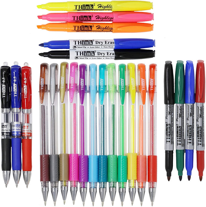 [Paquete de 24] Kit de marcadores escolares y bolígrafos de gel NDP 22