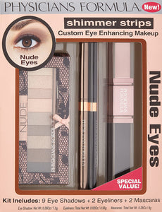Kit de mejora de ojos  con sombra de ojos, delineador de ojos y rímel, nude NDP-25
