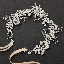 Cargar imagen en el visor de la galería, Diadema para novia, con perlas y diamantes de imitación, NDP-102
