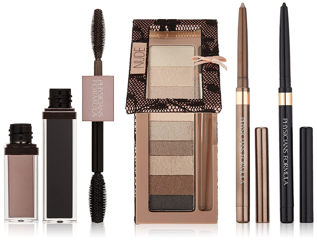 Kit de mejora de ojos  con sombra de ojos, delineador de ojos y rímel, nude NDP-25
