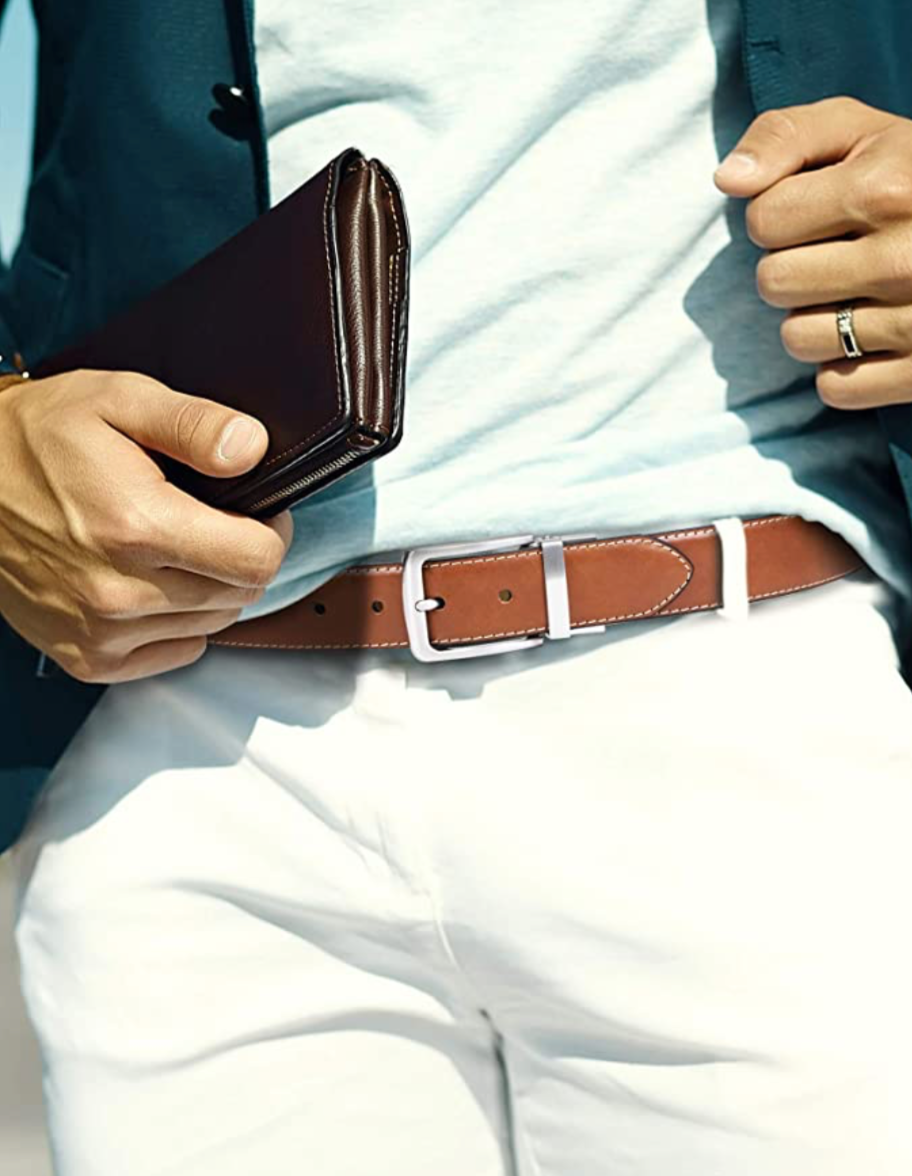 Steve Madden para hombre Cinturón de cuero reversible NDP-3