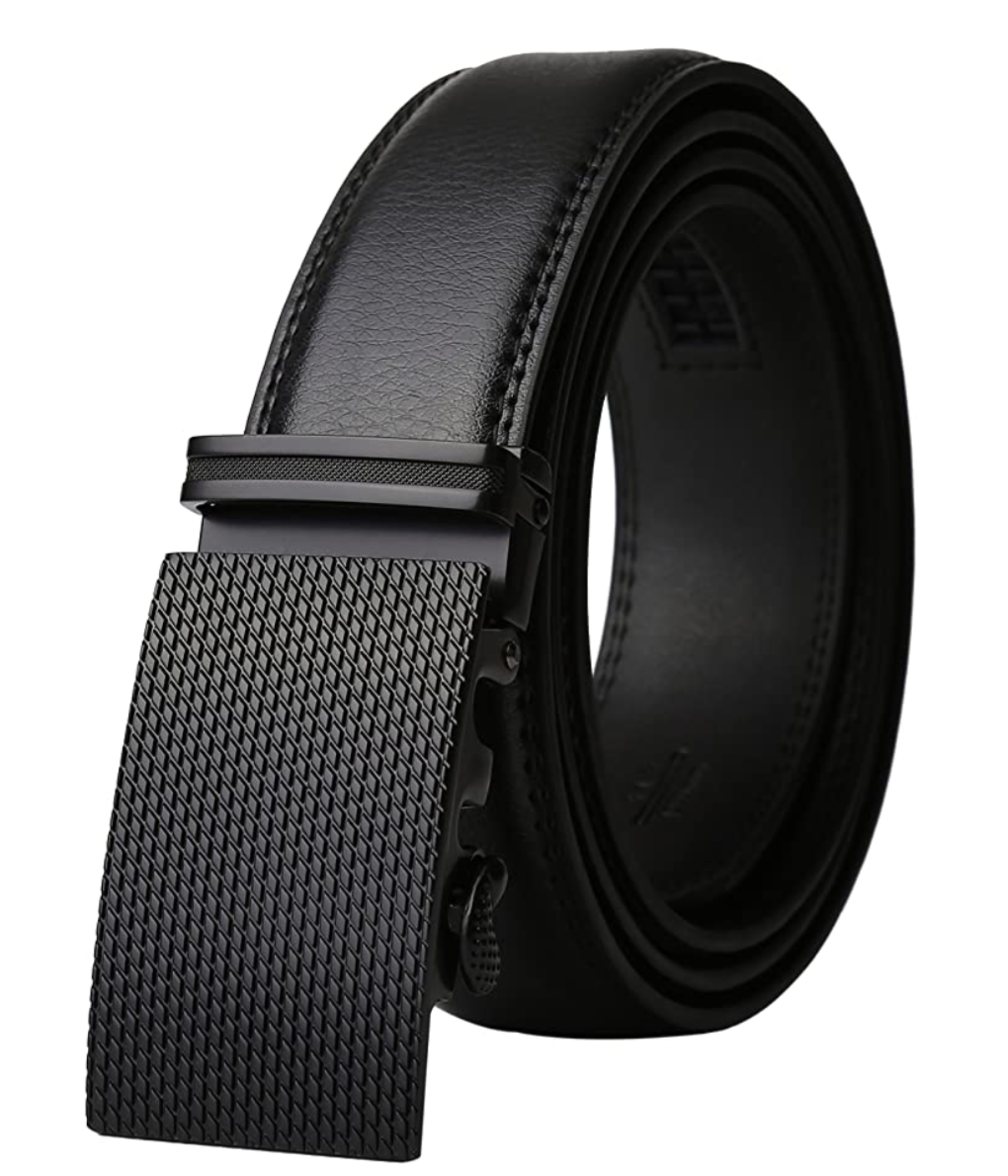 Cinturón de vestir de trinquete de cuero real para hombres con hebilla automática NDP101