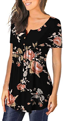 Camisa de mujer casual, blusa de manga corta, volantes, con botones, de color sólido NDP21