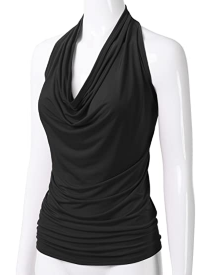 EIMIN - Camiseta sin mangas para mujer, cuello halter con tirantes en la parte delantera, sexy, sin espalda NDP42