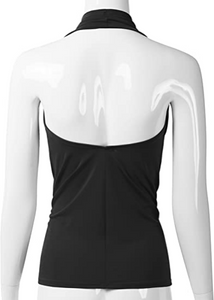 EIMIN - Camiseta sin mangas para mujer, cuello halter con tirantes en la parte delantera, sexy, sin espalda NDP42