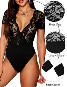 Gladiolus - Body de encaje  Negro NDP-69