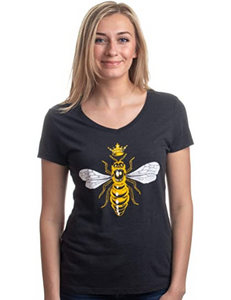 Queen Bee | Camiseta divertida y linda con cuello en V para mujer NDP34