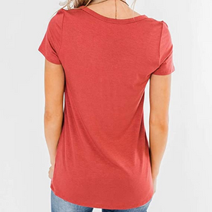 Sovelen - Camisetas sueltas con cuello en V Rojo NDP17