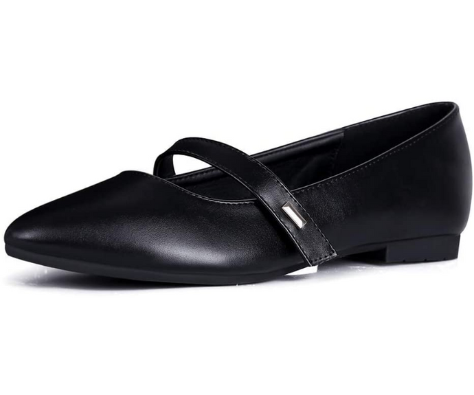 Zapatos de punta puntiaguda para mujer cómodos NEGRO NDP 24
