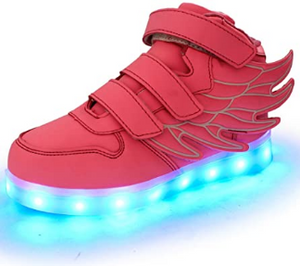 Tenis con diseño de alas y luces LED de colores intermitentes