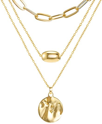 Collar largo con colgante en capas de oro NDP17