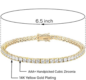 Pulsera de tenis clásica chapada en oro de 14 quilates con circonita cúbica   NDP15