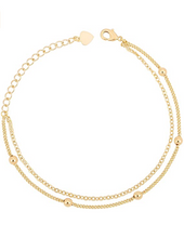 Cargar imagen en el visor de la galería, Pulsera de cadena de oro de 18 quilates con pequeñas perlas, turquesa NDP23

