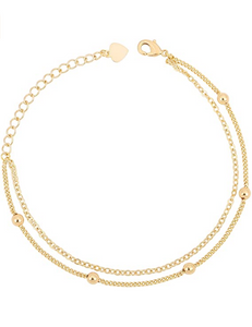 Pulsera de cadena de oro de 18 quilates con pequeñas perlas, turquesa NDP23