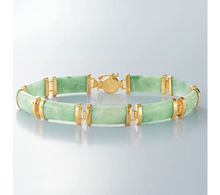 Cargar imagen en el visor de la galería, Pulsera con barra de jade verde en oro de 18 quilates  NDP7
