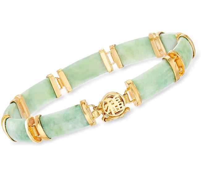 Pulsera con barra de jade verde en oro de 18 quilates  NDP7