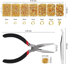 Cargar imagen en el visor de la galería, Suministros para hacer joyas, 1500 anillos de salto con cierres de langosta y alicates de joyería  NDP19
