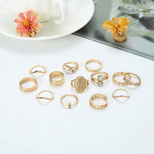 Cargar imagen en el visor de la galería, Juego de anillos de nudillos de cristal tallados para mujeres y niñas (13 unidades) NDP49
