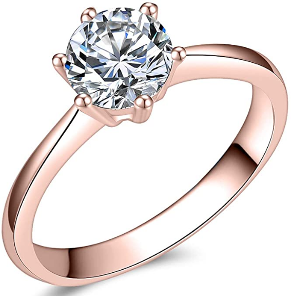Anillo de compromiso de acero inoxidable clásico de 1,0 quilates  NDP54