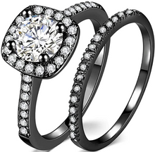 Cargar imagen en el visor de la galería, Juego de anillos de compromiso y eternidad para boda, oro rosa de 1,5 quilates  NDP41
