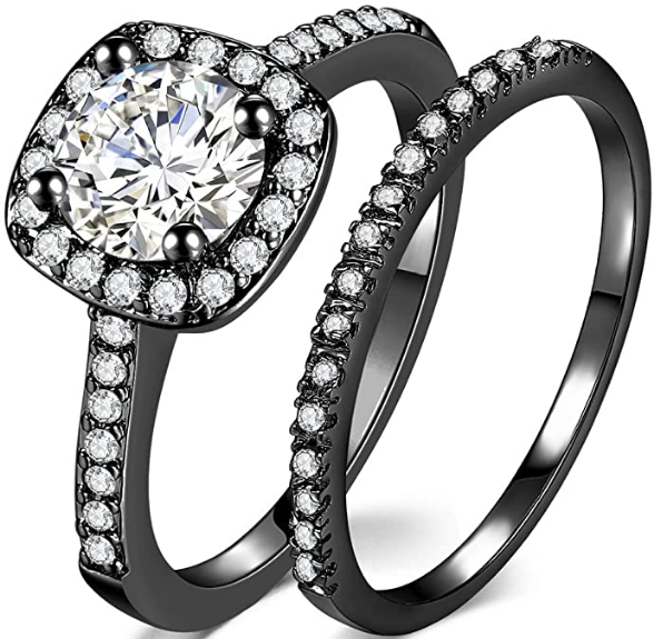 Juego de anillos de compromiso y eternidad para boda, oro rosa de 1,5 quilates  NDP41
