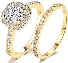 Cargar imagen en el visor de la galería, Juego de anillos de compromiso y eternidad para boda, oro rosa de 1,5 quilates  NDP41
