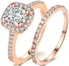 Cargar imagen en el visor de la galería, Juego de anillos de compromiso y eternidad para boda, oro rosa de 1,5 quilates  NDP41
