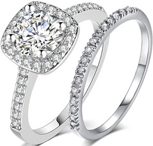 Cargar imagen en el visor de la galería, Juego de anillos de compromiso y eternidad para boda, oro rosa de 1,5 quilates  NDP41

