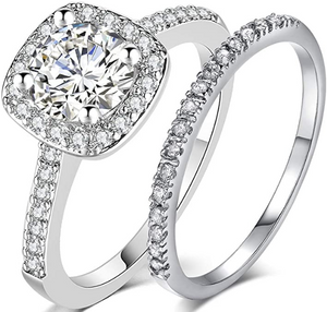 Juego de anillos de compromiso y eternidad para boda, oro rosa de 1,5 quilates  NDP41