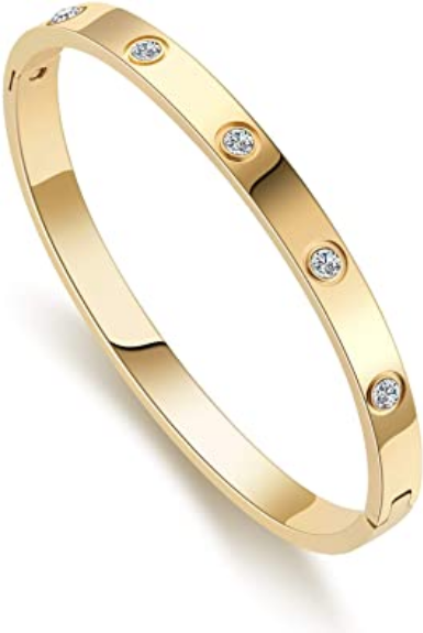 Pulsera ovalada con piedra de acero inoxidable con bisagras y pulseras de cristal NDP44