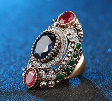Cargar imagen en el visor de la galería, Anillo para mujer chapado en oro antiguo estilo turco multicolor NDP97
