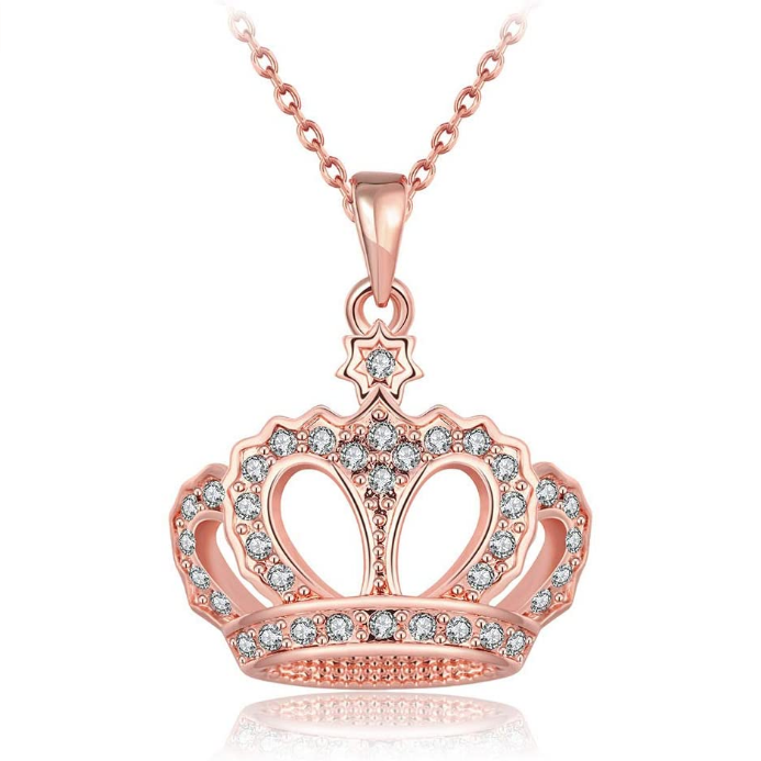 Collar con colgante de corona chapado en oro rosa de 18 quilates NDP86