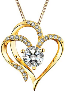 Collar de corazón chapado en oro de 14 quilates con colgante NDP76