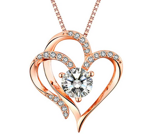 Collar de corazón chapado en oro de 14 quilates con colgante NDP76