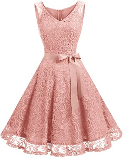 Vestido de fiesta de encaje floral con cuello en V NDP 85