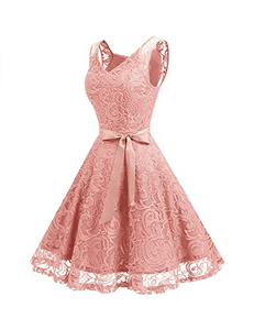 Vestido de fiesta de encaje floral con cuello en V NDP 85