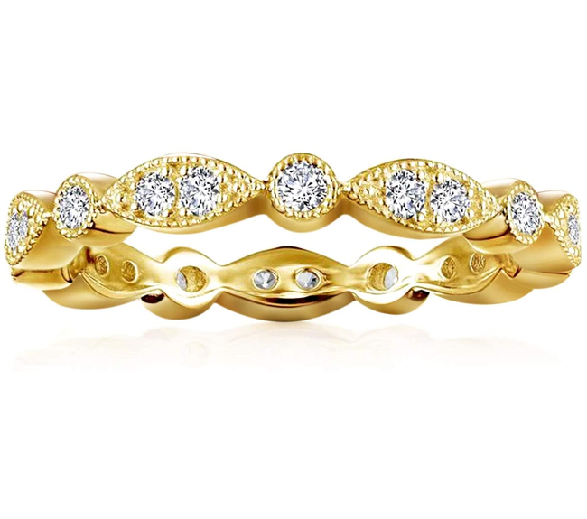 Anillo chapado de oro de 14 quilates con circonita cúbica  NDP89