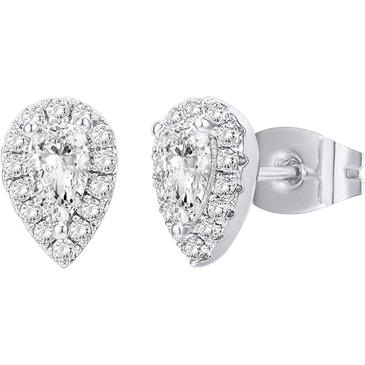 Pendientes de plata de ley chapada en oro de 14 quilates con diamantes de imitación NDP70