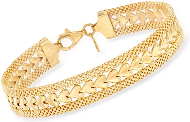 Pulsera italiana chapada de oro de 18 quilates sobre plata de ley con diseño de corazón para mujer  NDP60