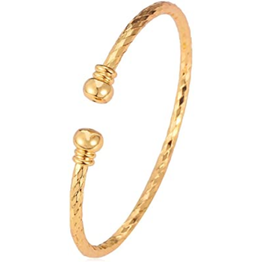 brazalete de puño simple de platino bañado en oro real de 18K NDP78