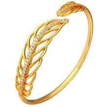 Cargar imagen en el visor de la galería, brazalete de puño simple de platino bañado en oro real de 18K NDP78
