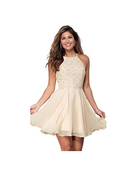 Vestido corto de baile de graduación para mujer Color: Champagne NDP 89