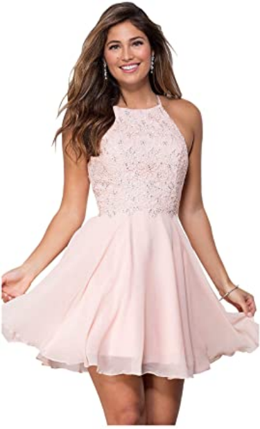 Vestido corto de baile de graduación para mujer Color: rosa rubor NDP 88