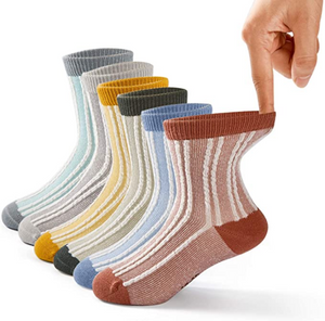 Calcetines de algodón para niños, sin costuras, coloridos, atléticos 6 pares NDP-74
