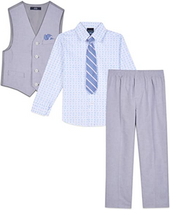 Nautica - Conjunto de chaleco de 4 piezas con camisa, corbata, chaleco y pantalones para niño  NDP-67