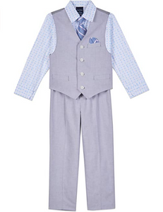 Nautica - Conjunto de chaleco de 4 piezas con camisa, corbata, chaleco y pantalones para niño  NDP-67